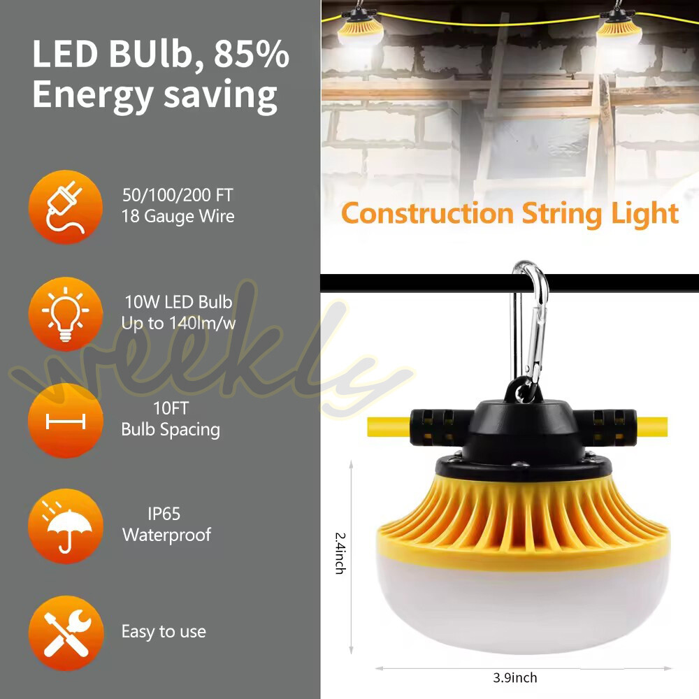 Super Bright Construction String Light Industrial Grade Work Light US Shipping