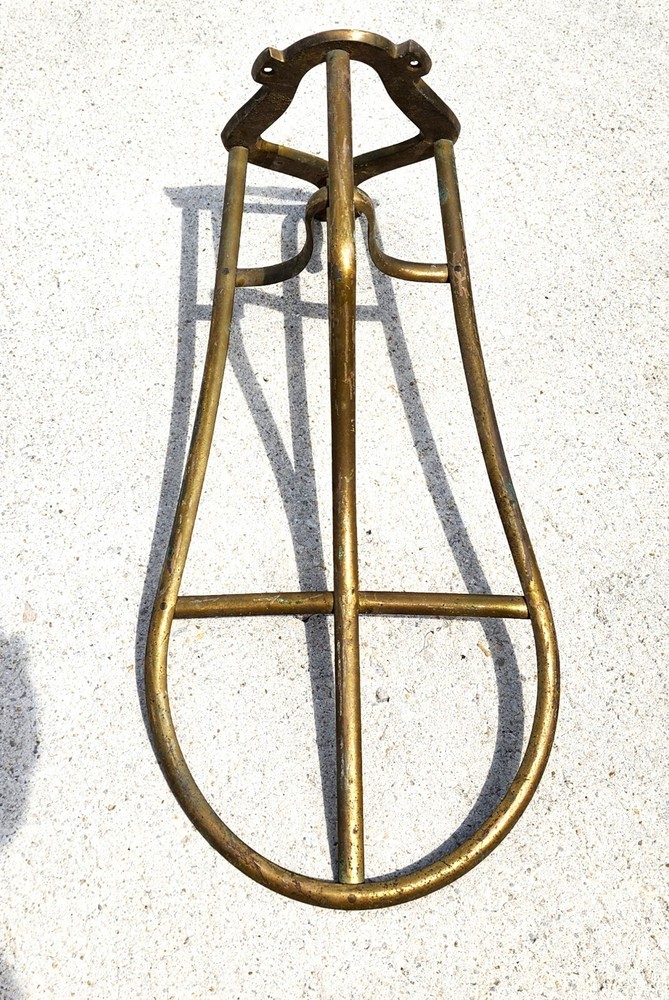 English Horse Saddle Wall Rack Solid Brass Vintage