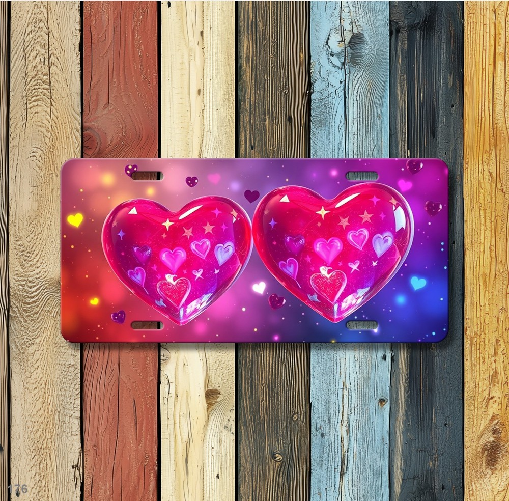 Bold Hearts License Plate Personalized Front Bumper Plate Gift Idea