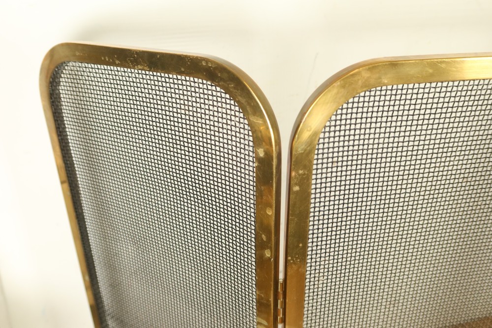 Vintage Solid Brass Fire Guard Fireplace Spark Spit Screen Folding 3 Mesh Part