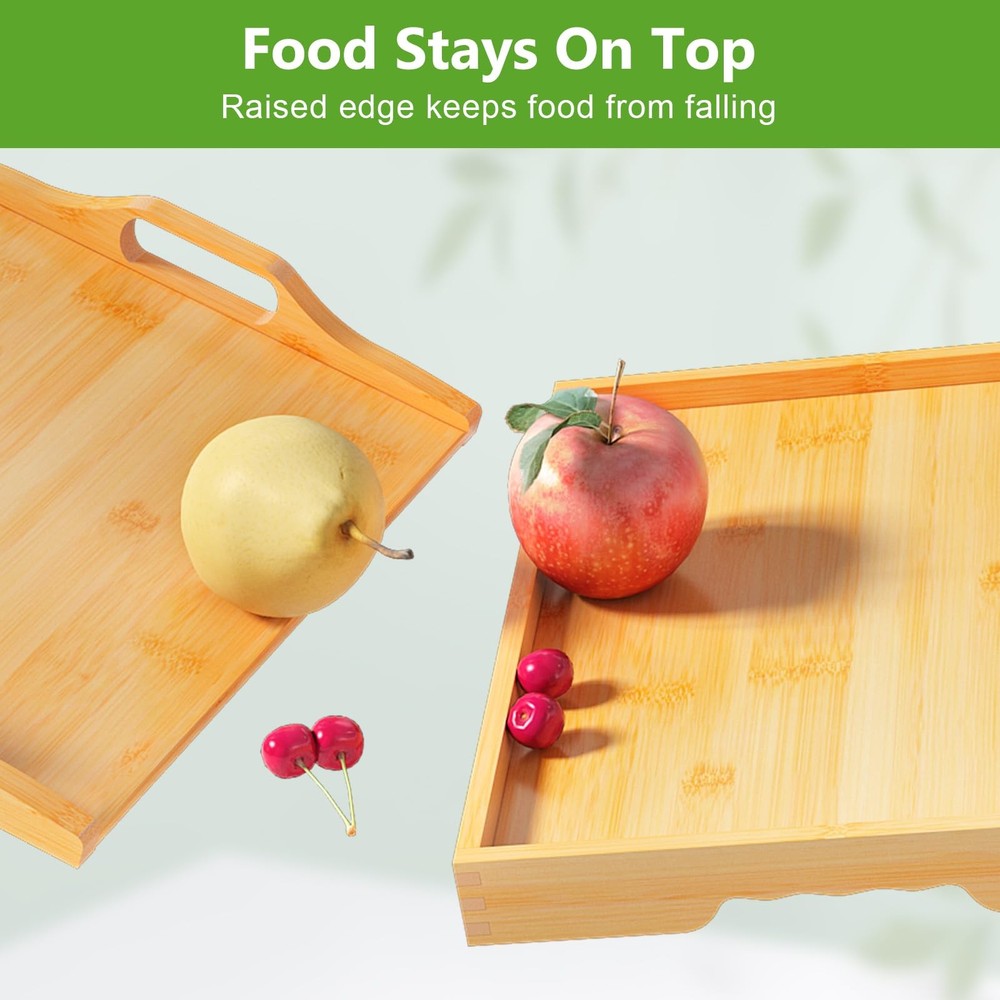 Bamboo Breakfast Tray, Foldable Bed Table For Sofa Eating, Laptop Desk, Medium