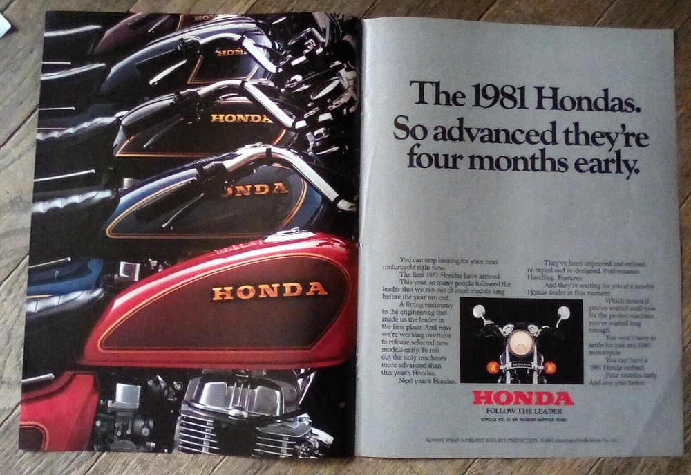 1981 Honda Motorcycle 2-page print ad