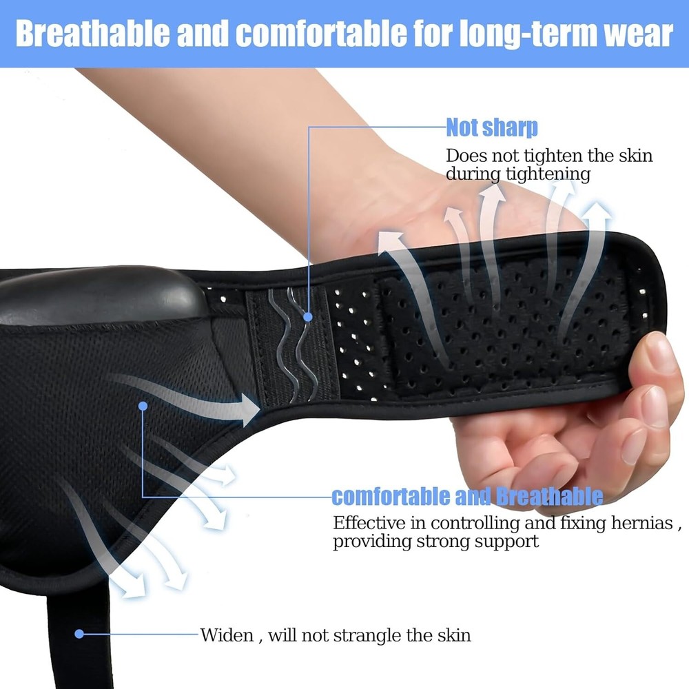 Hernia Support Belt for Men Truss for Inguinal with 2 Removable Compression Pads