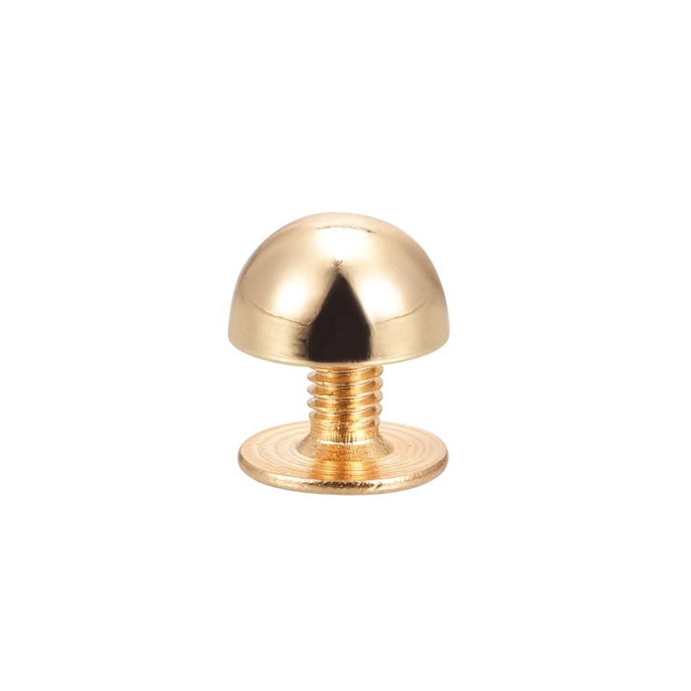 8x5mm Screw Back Rivets Solid Round Head Leather Studs Gold Tone 20 Sets