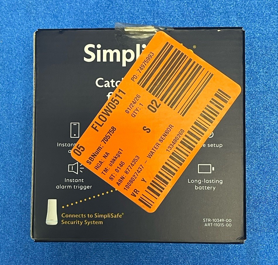 SimpliSafe WT3 Water Sensor Wireless Leak Detector Open Box