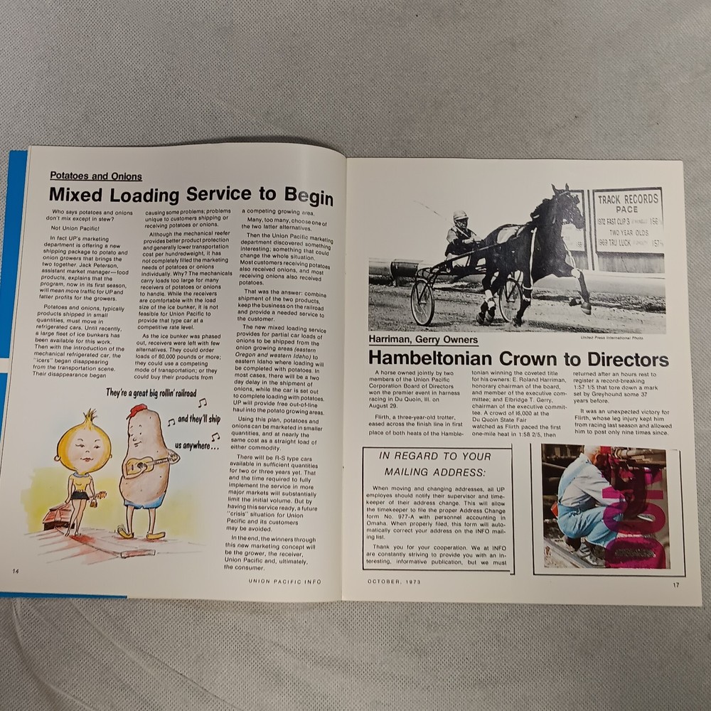 Union Pacific Railroad Info Magazine October 1973