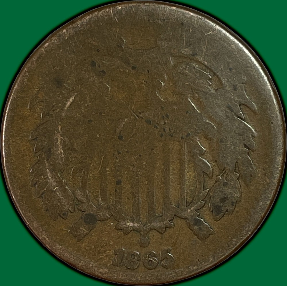 1865 Two Cent Piece Good G Coin #38319