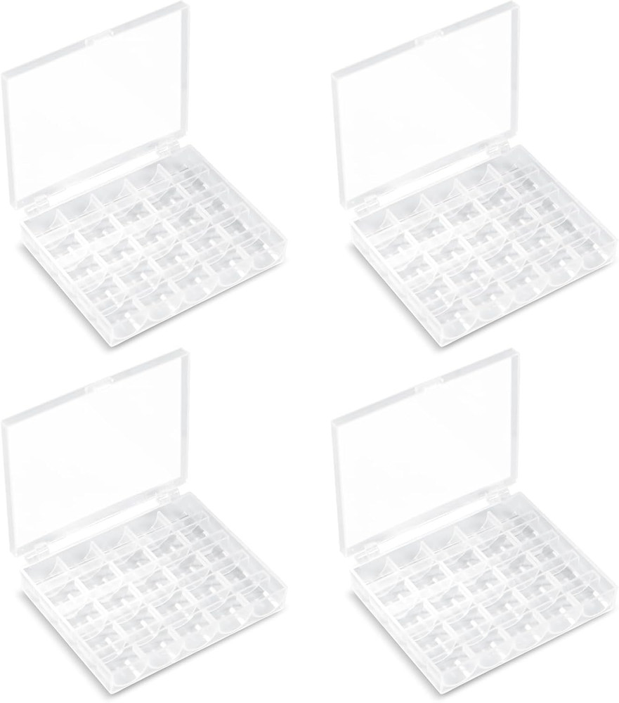 25 Slots Bobbin Organizer, Transparent Plastic Bobbin Case, Empty Spools Box for