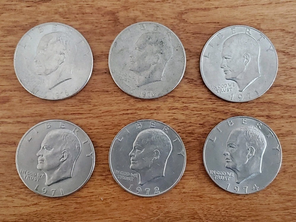 6  Eisenhower Dollar Coins
