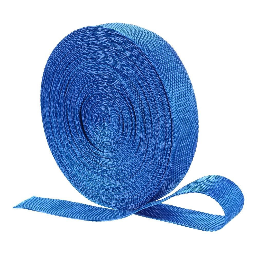 Nylon Webbing Strap, 22 Yards x 1-1/4" Polypropylene Flat Webbing Strap (Blue)