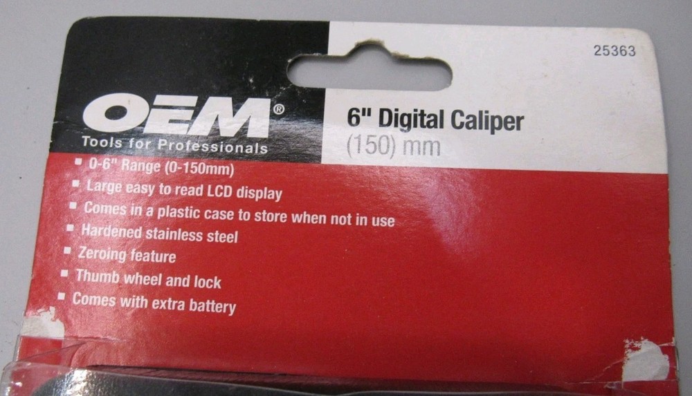 OEM 6" Digital Caliper 25363 No Battery