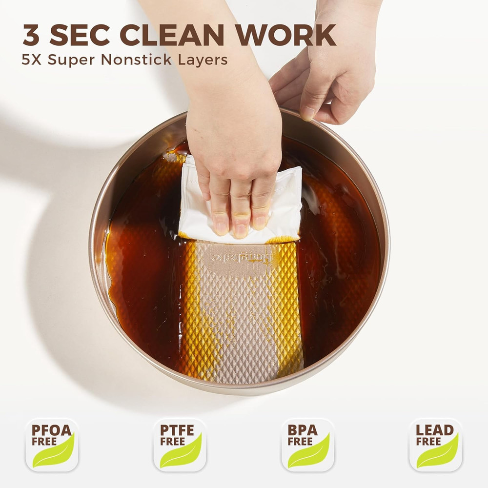 9-Piece Baking Pans Set Nonstick, Stackable Non Toxic Bakeware Sets with Diamond