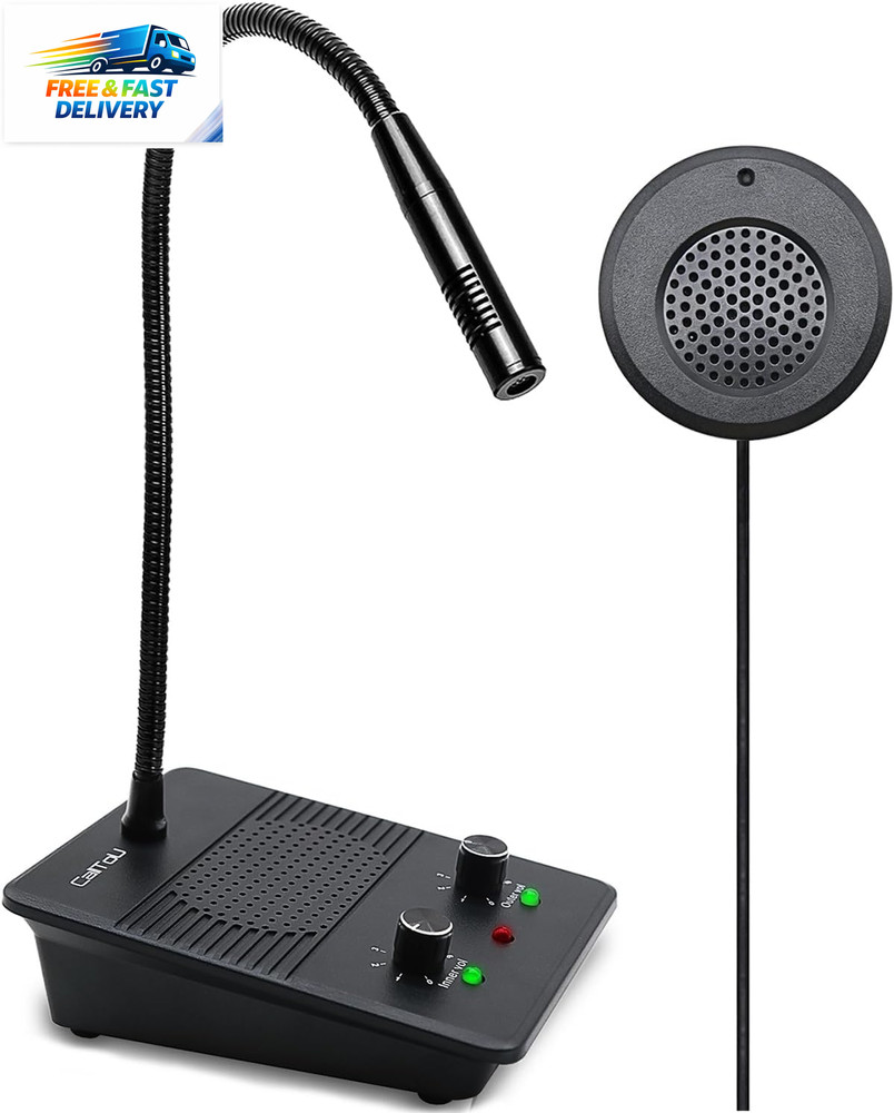 Window Speaker Intercom System,Dual Way Anti-Interference Intercommunication Mic