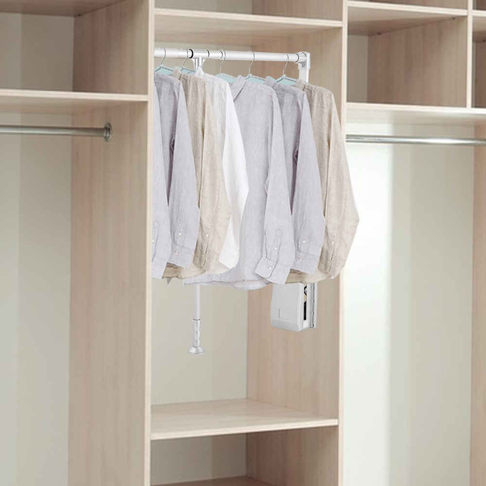 Pull Down Adjustable Side Mounted Closet Rod Clothes Hanging Rod 10 Kg/ 22lbs