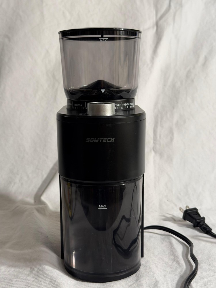SOWTECH CONICAL BURR COFFEE GRINDER ELECTRIC MILL grain size timer 800W - BLACK