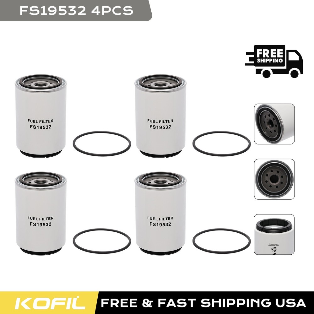 4PACK For Fleetguard FS19532 Fuel Water Separator