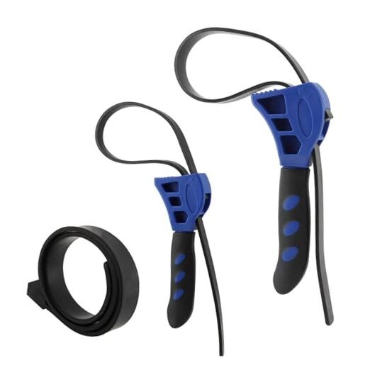 Adjustable Rubber Strap Wrench Set, 2pcs - Max Diameter 4" and 6", Blue+black