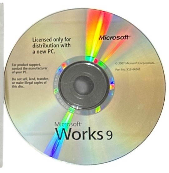 Older Microsoft Works 9.0 Dell OEM CD w COA Software Disc for Dells