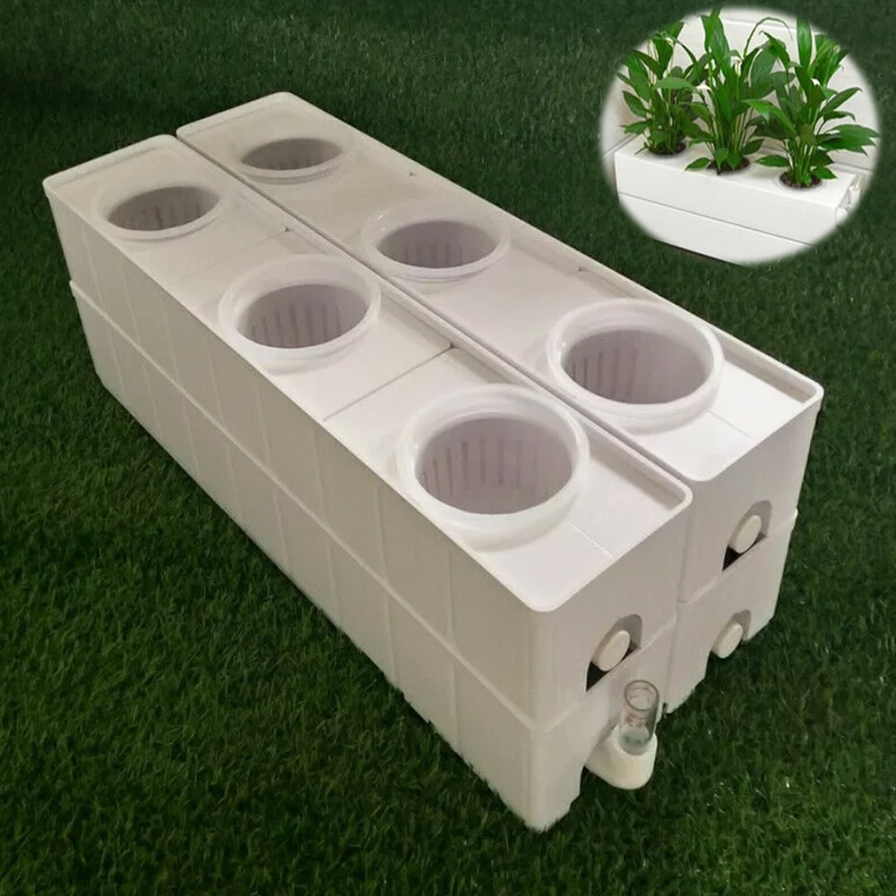 6 Plant Site Square Shape Hydroponic Grow Kit Baskets Grow System with Pump