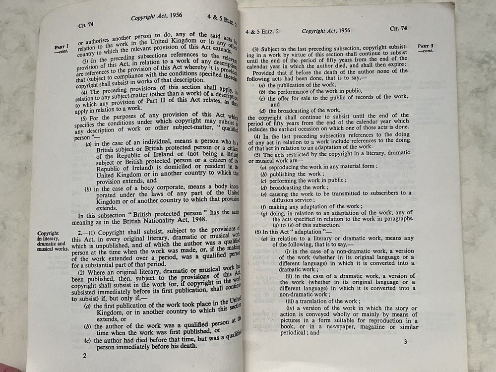 Copyright Act, 1956 4&5 Eliz. 2 Ch. 74