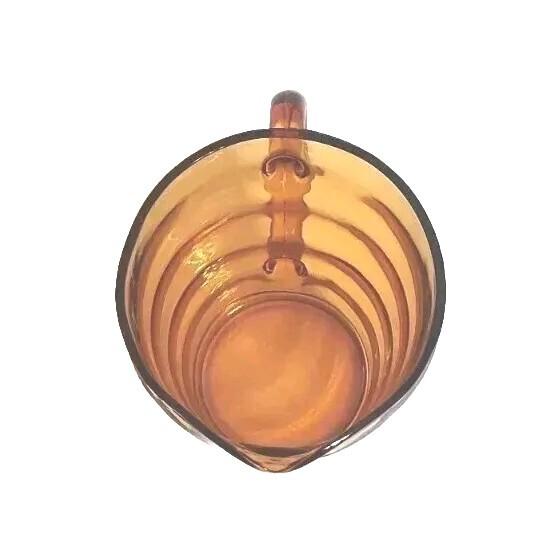 Amber Brown Glass Pitcher 7½" Tall & 4" Wide. Simple Retro Kitchenware.