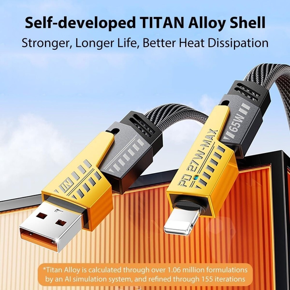 65W 4ft Fast 4-in-1 Multi-Function Charging Cable Compatible with IOS&Android