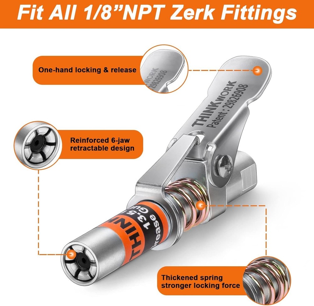 THINKWORK Grease Gun Coupler with 90� Adaptor