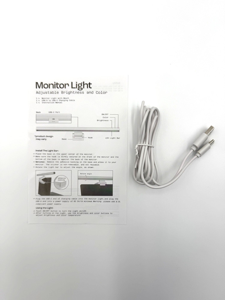 North Adjustable Monitor Light: LED Touch Sensor with USB-C Cable