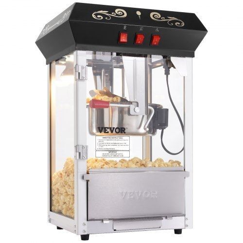Popcorn Maker 850W Popcorn Popper Machine 8 Oz Kettle Makes 48 Cups per Batch