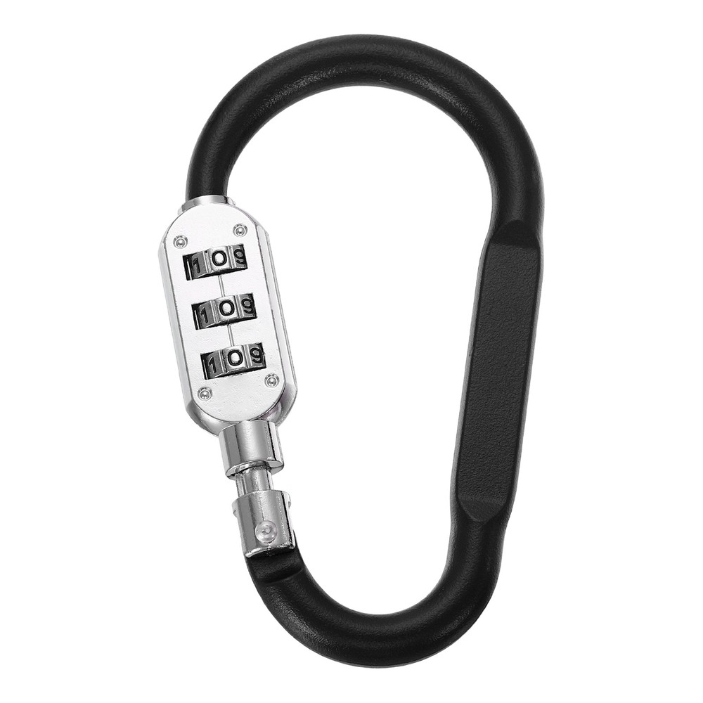 4.2 Inch Length Combination Locks, 3 Dial Digit Combo D-Ring Locking, Black