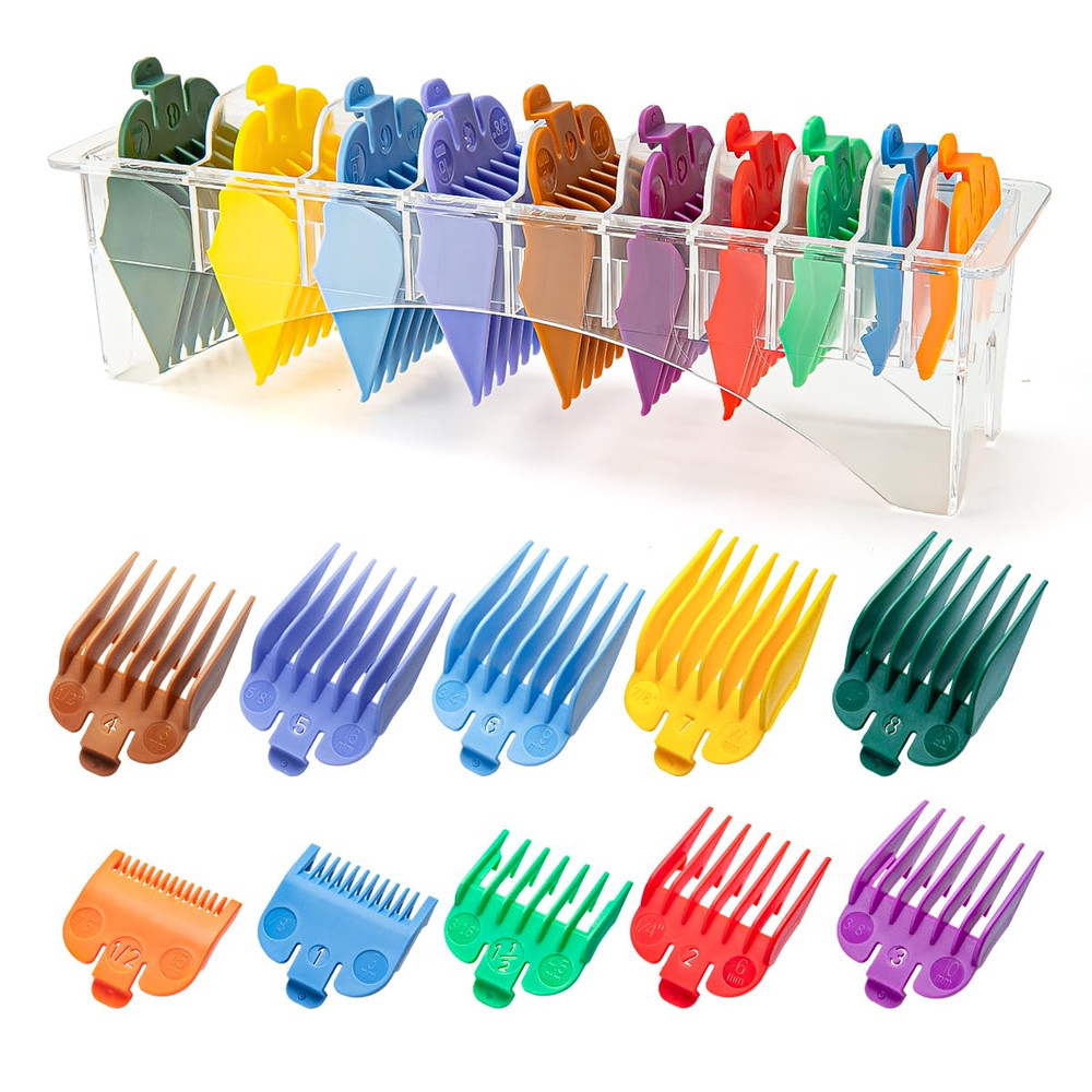 10 Professional Hair Clipper Guards Cutting Guides Compatible with Most Wahl Cli