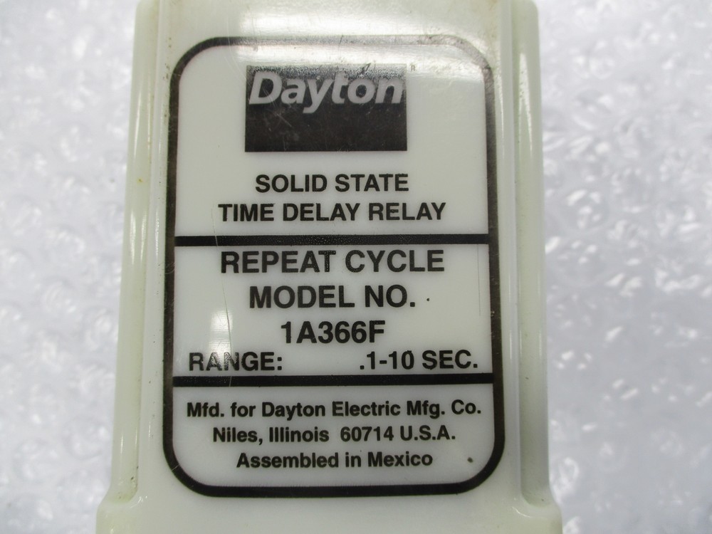 DAYTON 1A366F TIME DELAY RELAY 120VAC UNMP