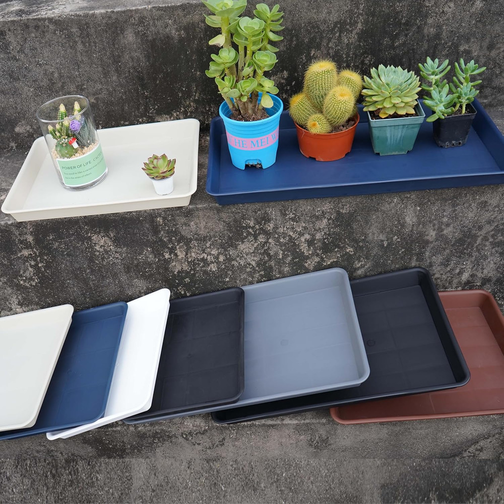 Plant Saucer Growing Tray, Seed Starter Tray Rectangular, Heavy Sturdy Plastic P
