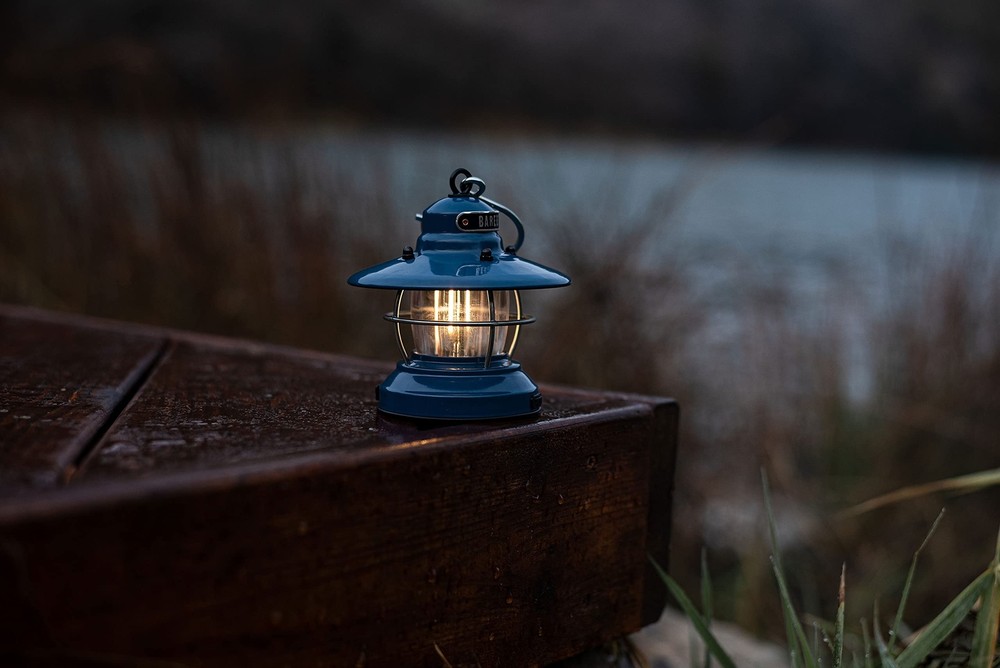 Barebones Edison Mini Lantern - Vintage Adjustable Camping Light (Ocean Blue)
