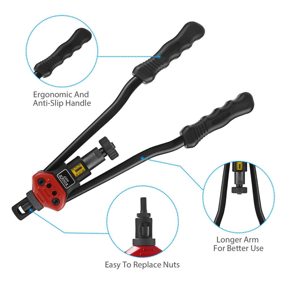 16" Hand Rivet Gun Kit Rivnut Thread Setting Tool Nut Setter NutSert Metric SAE