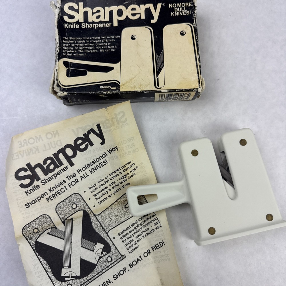 The Sharpery Chantry Pull Thru Knife Sharpener Handheld White With Instructions