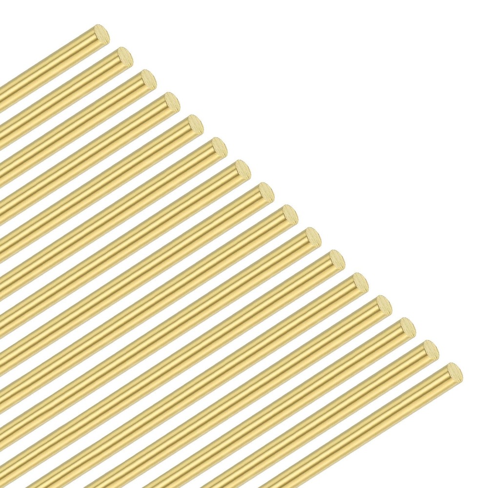 2mm x 300mm H65 Solid Brass Round Rods 16-Pack for Knife Handle Pins Crafts