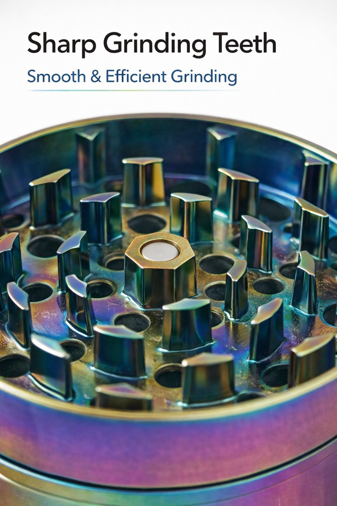 Manual Kitchen Spice Grinder 4 Layer Rainbow Metal Crusher with Mesh Screen Draw
