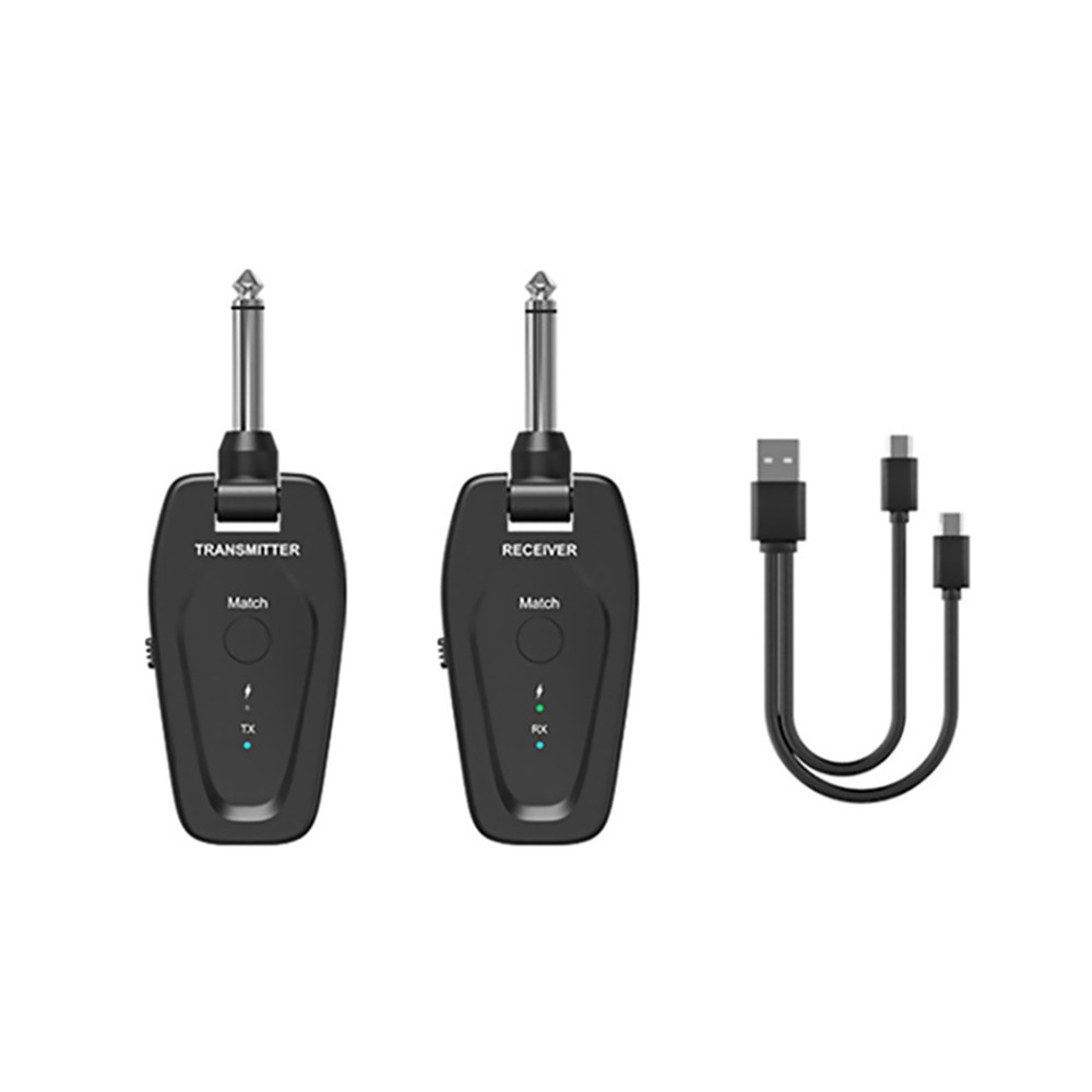 Professional UHF Wireless Guitar System Transmitter Receiver Type-C Charging