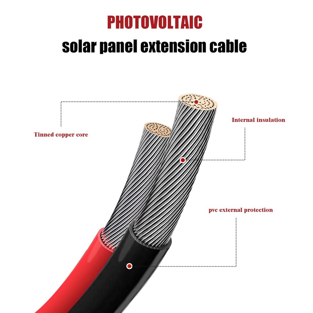 20FT 12 AWG Solar Panel Extension Cable PV Wire Solar Connector Flexible Wire
