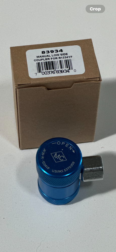 Mastercool Manual Low Side Coupler For R1234YF, Blue #83934