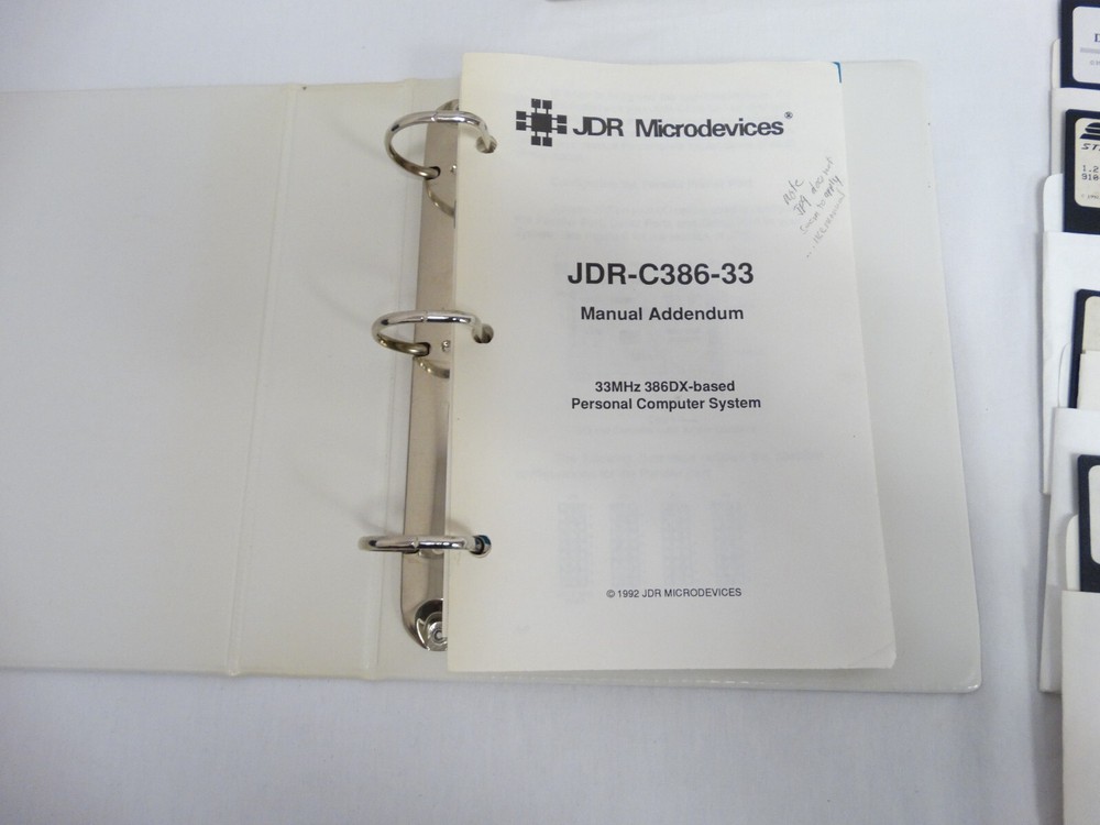Vintage JDR Microdevices 386-33 PC Manuals & Software Binder Windows Drivers