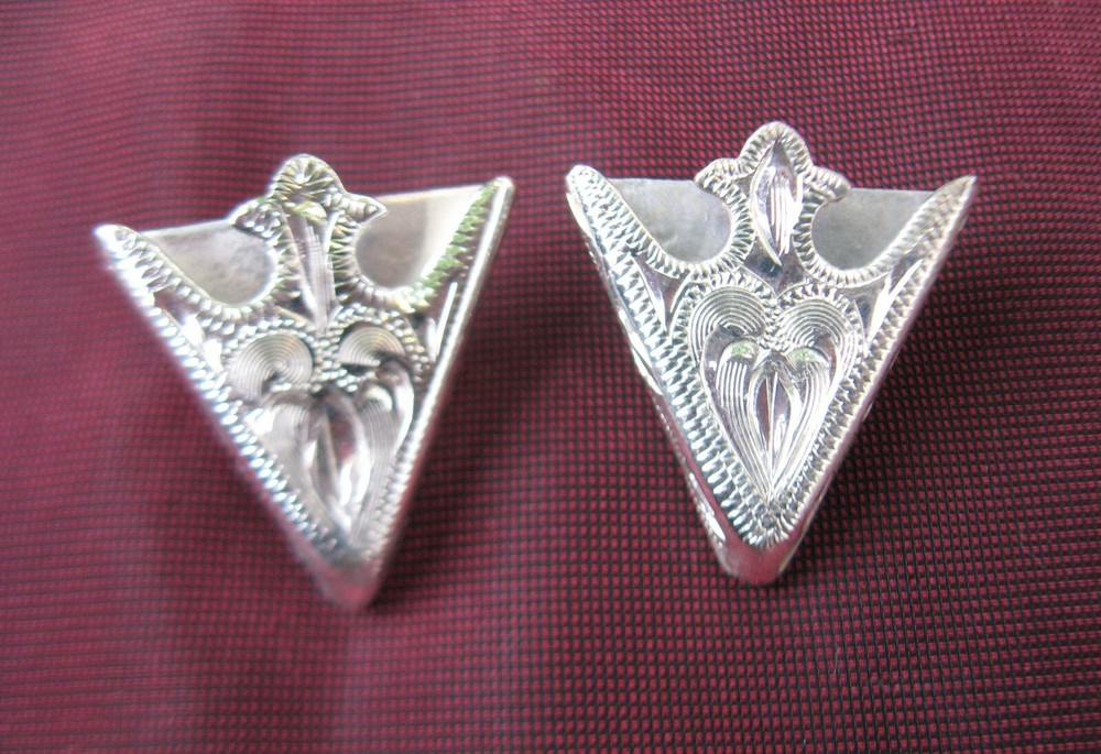 Collar points tips tabs western shirt silver color engraved square dance NEW