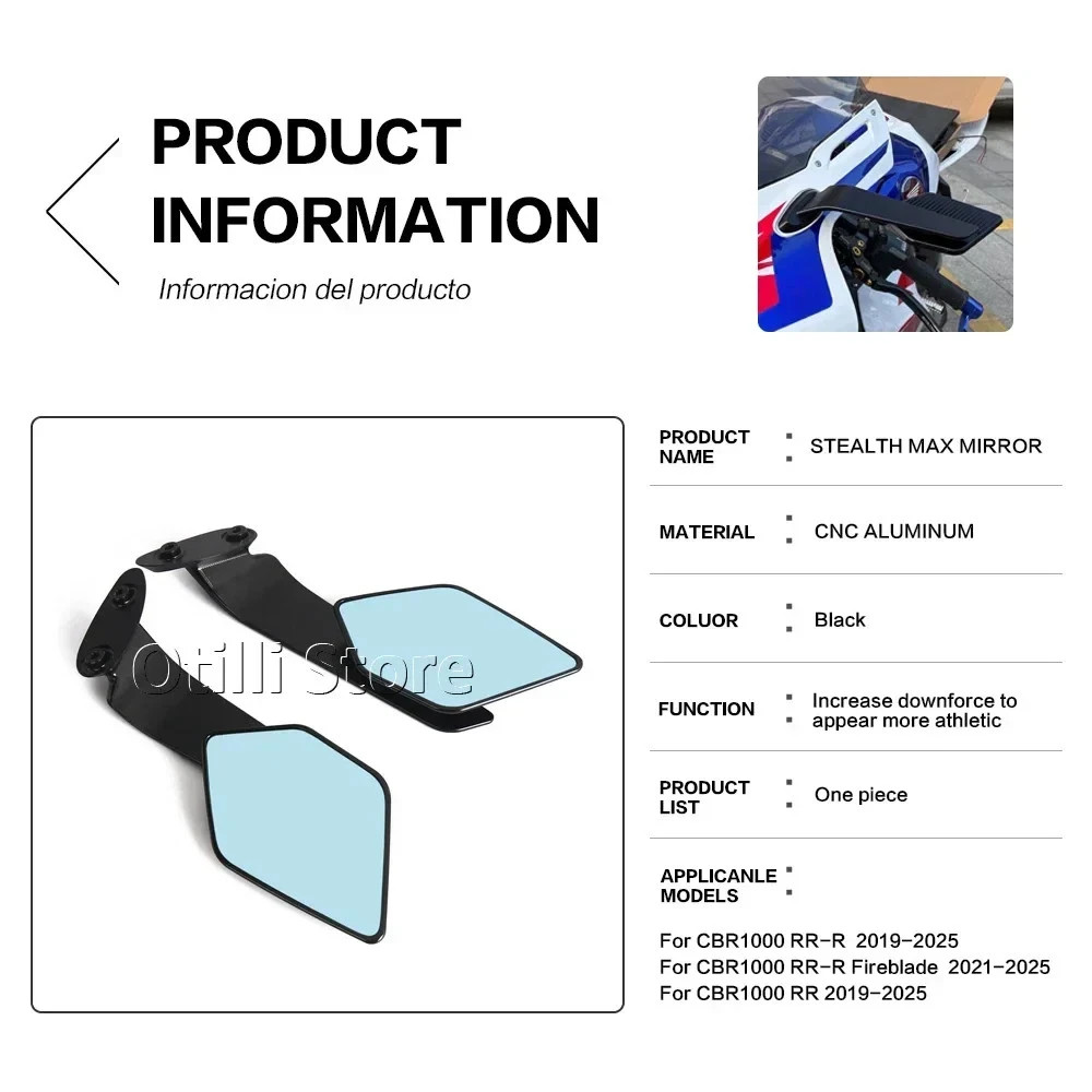 Modified Wind Wing Adjustable Rotating Rearview Mirror For Honda CBR1000RR