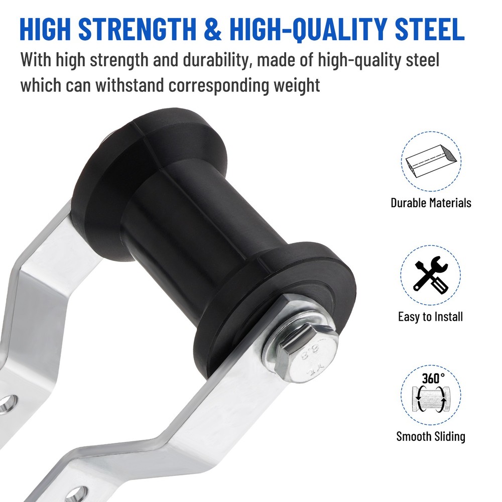 4" Adjustable Rubber Keel Roller with Panel Bracket Assembly for 2" Wide Tongue