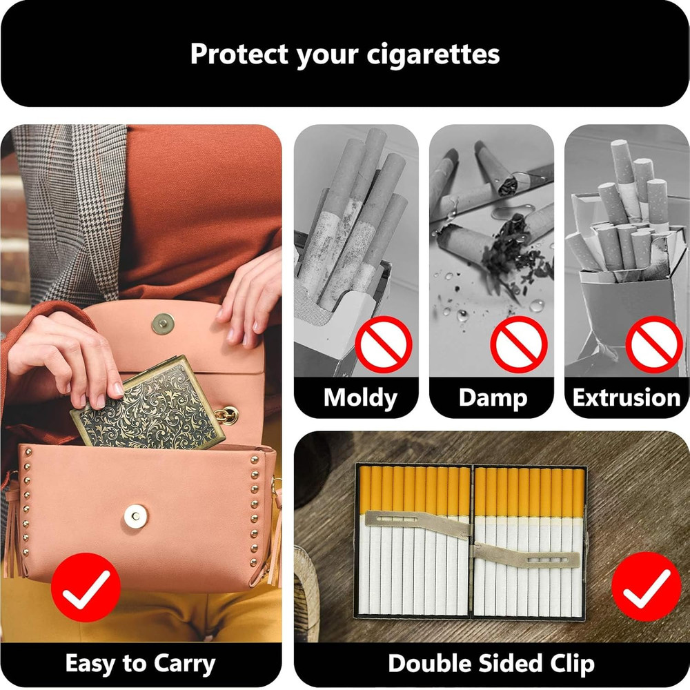 Roygra Cigarette Case, Spring Switch 20 Capacity Cigarette Holder Case for Men W