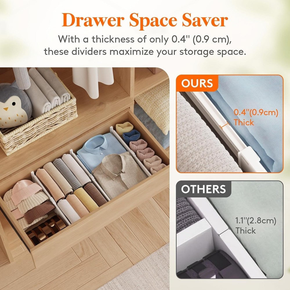 12-Pack Drawer Separators | Adjustable and Non-Slip for Secure Storage