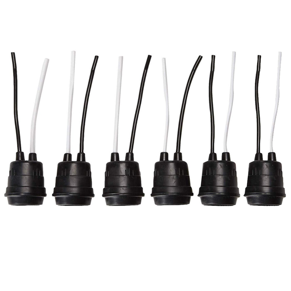 Waterproof Lamp Socket 6 Pack Black Pigtail Lamp Holder Socket E27 US