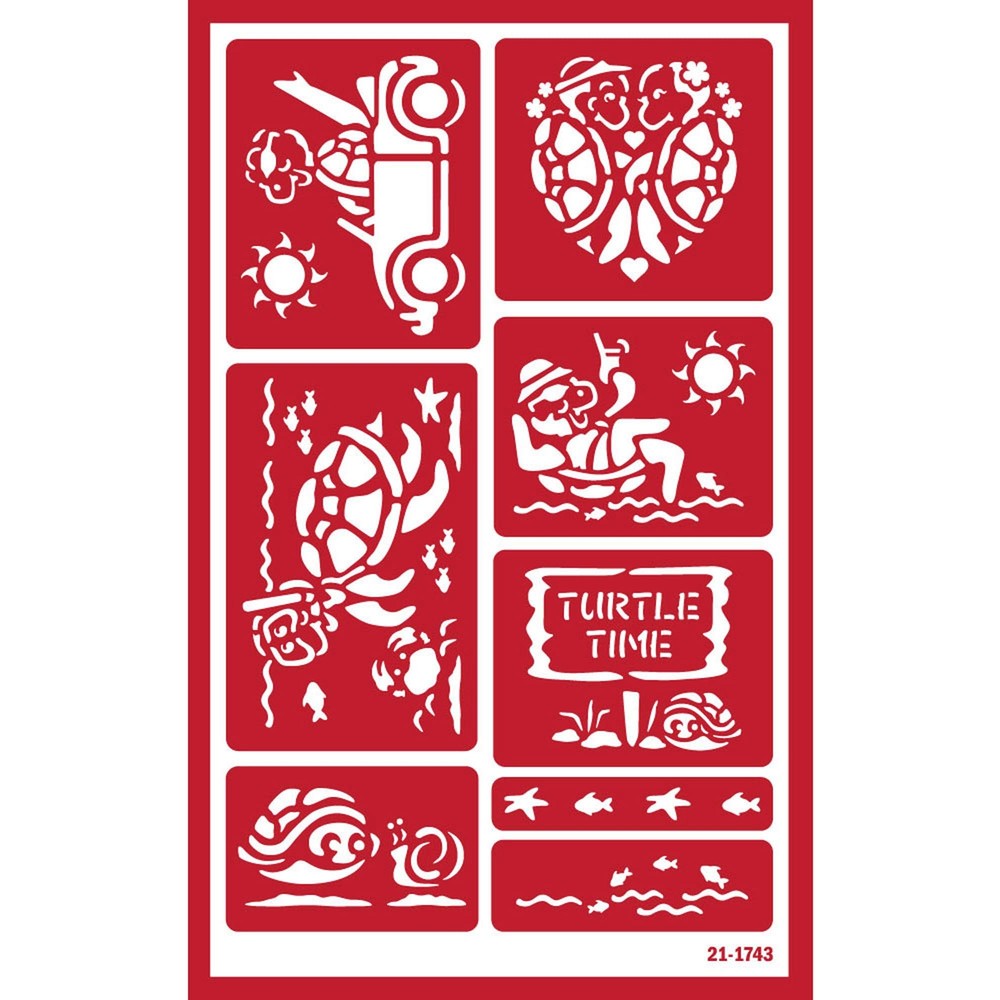 2 Glass Etching Stencils Reusable Template - Hawaii Theme Beach Stencils - Re...