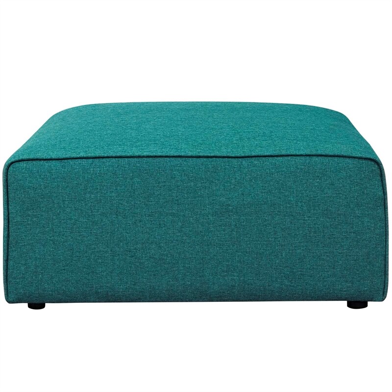 Modway Mingle Modern Style Polyester Fabric Ottoman in Teal Blue Finish